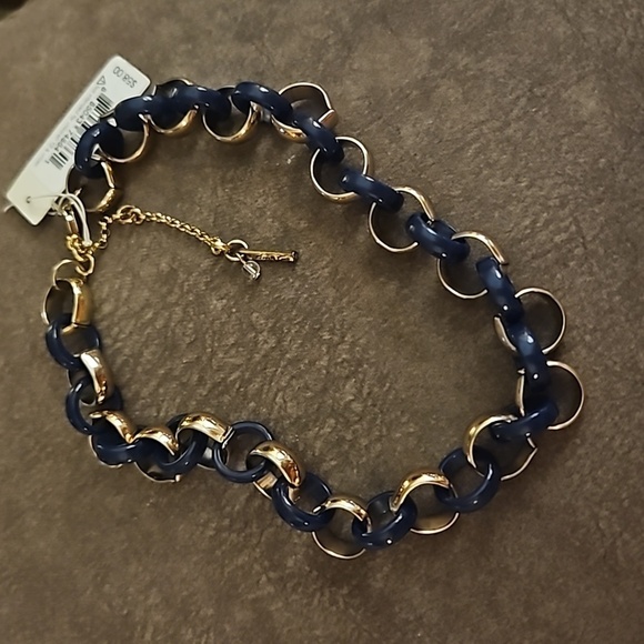 KENNETH COLE Navy Goldtone Rolo Link Baddie Necklace - Picture 2 of 7